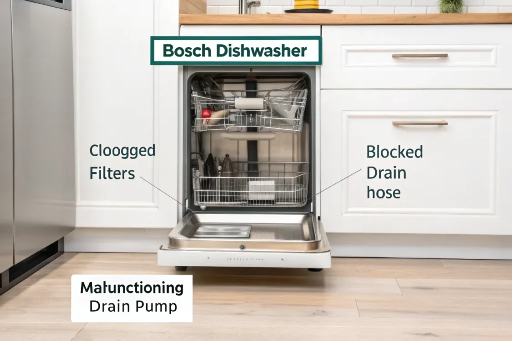 چرا ظرفشویی بوش آبگیری نمی‌کند؟