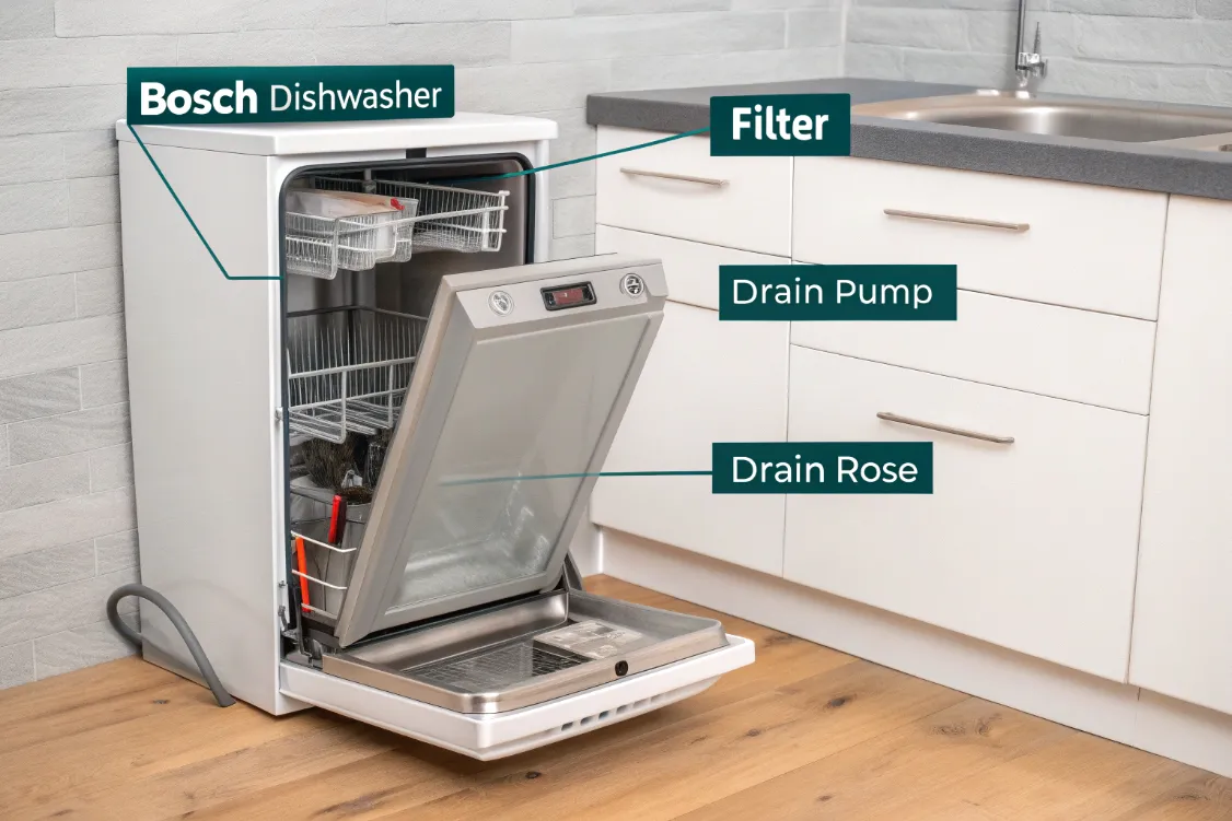 چرا ظرفشویی بوش آبگیری نمی‌کند؟